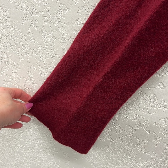 August Silk Ruffled Collar Wool Jacket Sweater XL Ruby Red - Picture 5 of 6